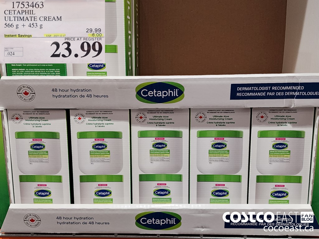 1753463 CETAPHIL ULTIMATE CREAM 566 g + 453 G ($6.00 INSTANT SAVINGS EXPIRES ON 2023-12-17) $23.99