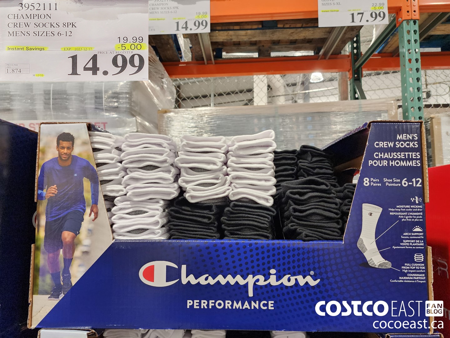 3952111 CHAMPION CREW SOCKS 8PK MENS SIZES 6-12 ($5.00 INSTANT SAVINGS EXPIRES ON 2023-12-17) $14.99