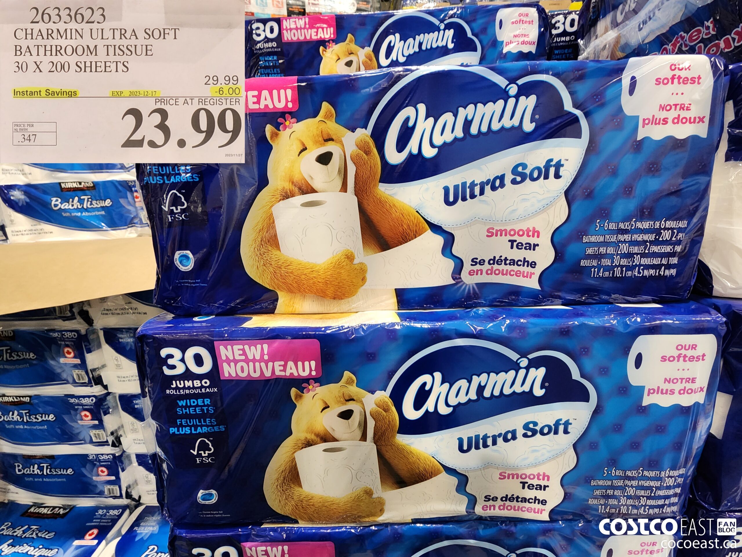 2633623 CHARMIN ULTRA SOFT BATHROOM TISSUE 30 X 200 SHEETS ($6.00 INSTANT SAVINGS EXPIRES ON 2023-12-17) $23.99
