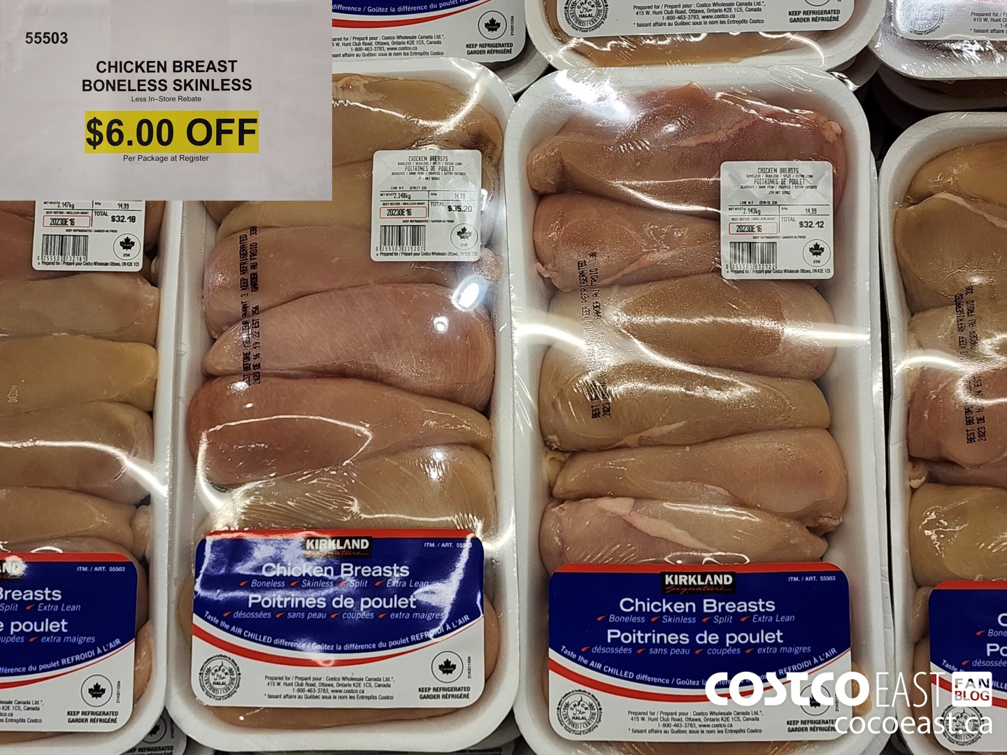 55503 CHICKEN BREASTS BONELESS SKINLESS ($6.00 INSTANT SAVINGS)