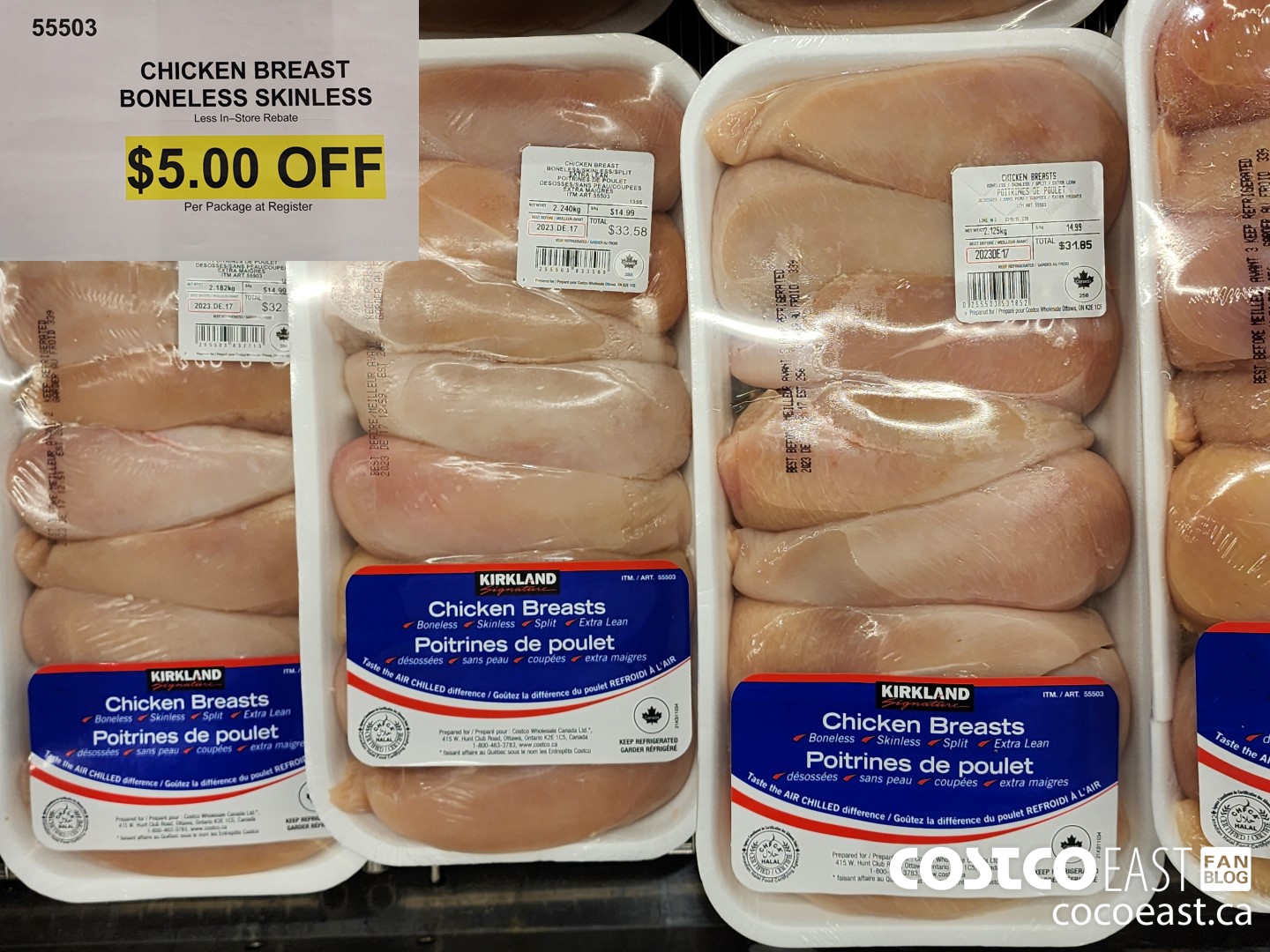 55503 CHICKEN BREASTS BONELESS SKINLESS ($5.00 INSTANT SAVINGS)