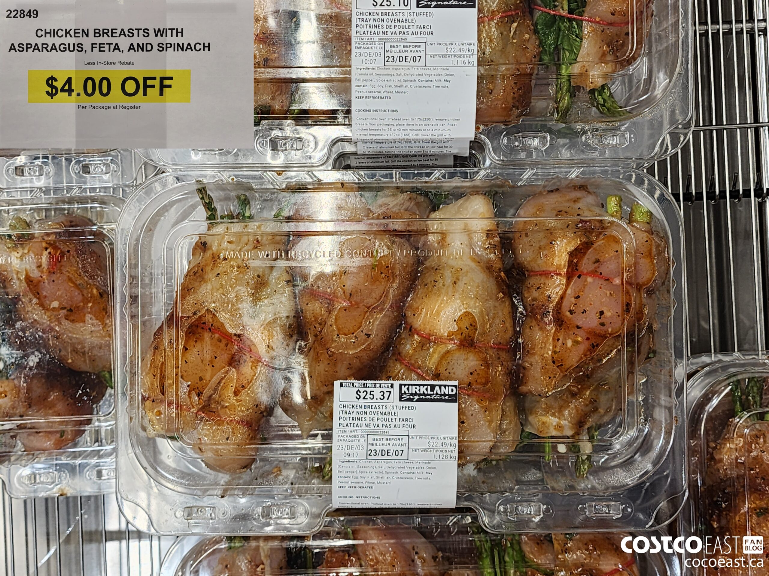 22849 CHICKEN BREASTS WITH ASPARAGUS, FETA AND SPINACH ($4.00 INSTANT SAVINGS)