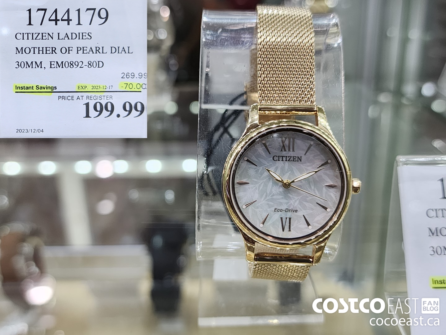 1744179 CITIZEN LADIES MOTHER OF PEARL DIAL 30MM, EM0892-80D ($70.00 INSTANT SAVINGS EXPIRES ON 2023-12-17) $199.99