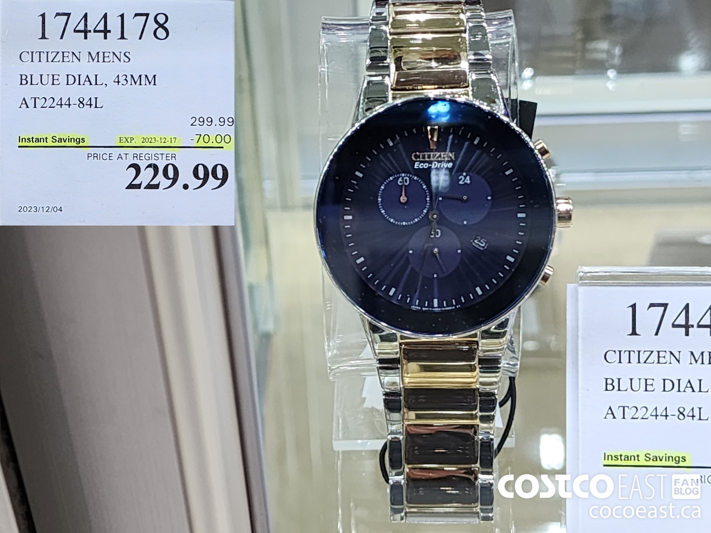 1744178 CITIZEN MENS BLUE DIAL, 43MM AT2244-84L ($70.00 INSTANT SAVINGS EXPIRES ON 2023-12-17) $229.99