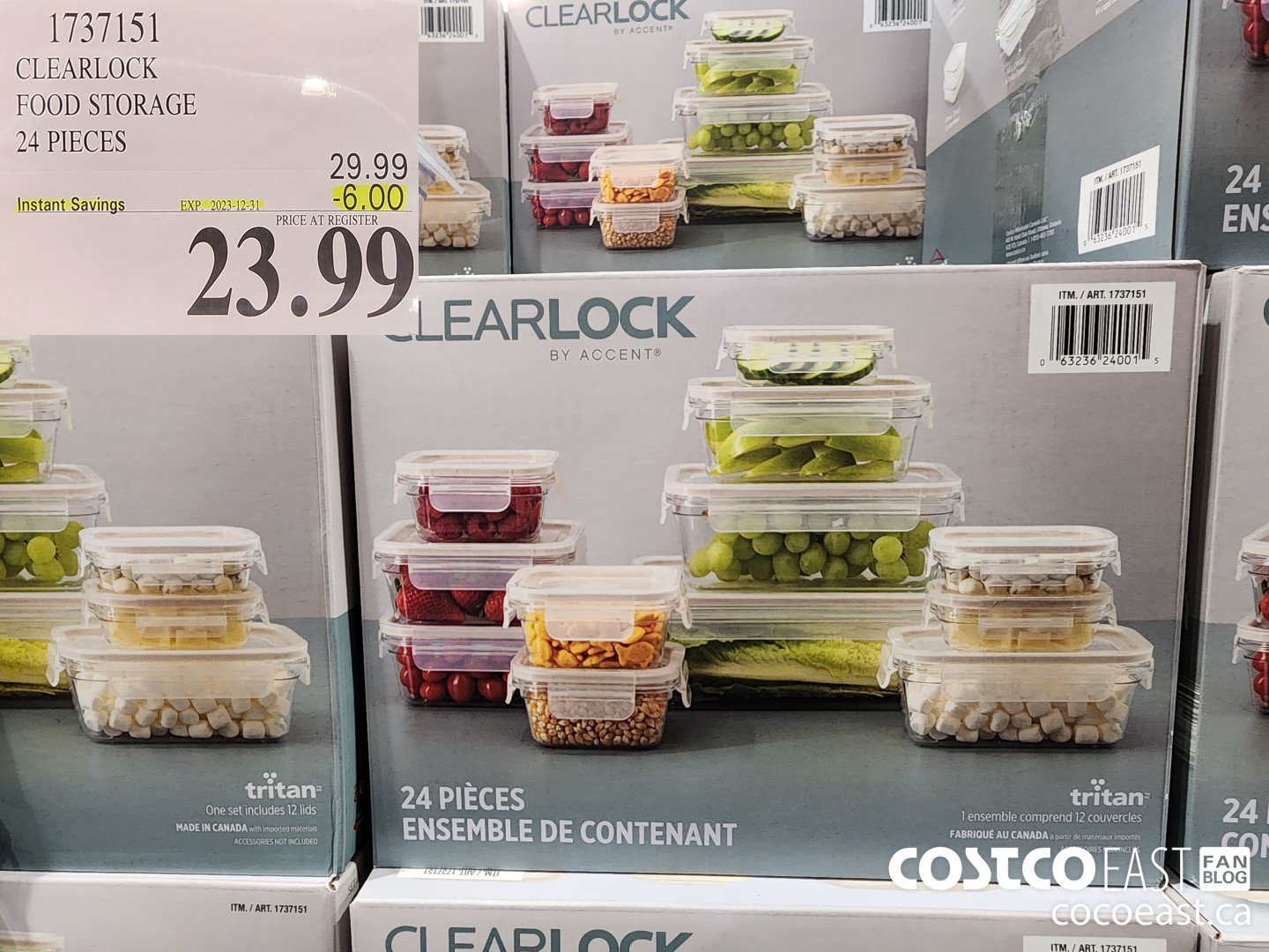 1737151 CLEARLOCK FOOD STORAGE 24 PIECES ($6.00 INSTANT SAVINGS EXPIRES ON 2023-12-31) $23.99