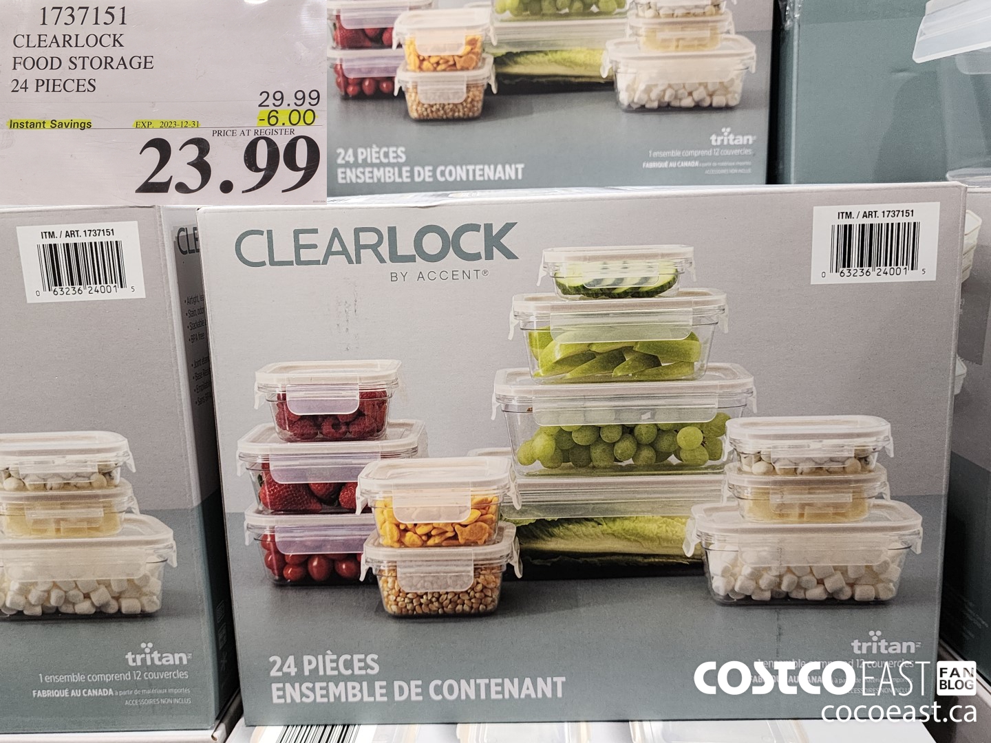 1737151 CLEARLOCK FOOD STORAGE 24 PIECES ($6.00 INSTANT SAVINGS EXPIRES ON 2023-12-31) $23.99