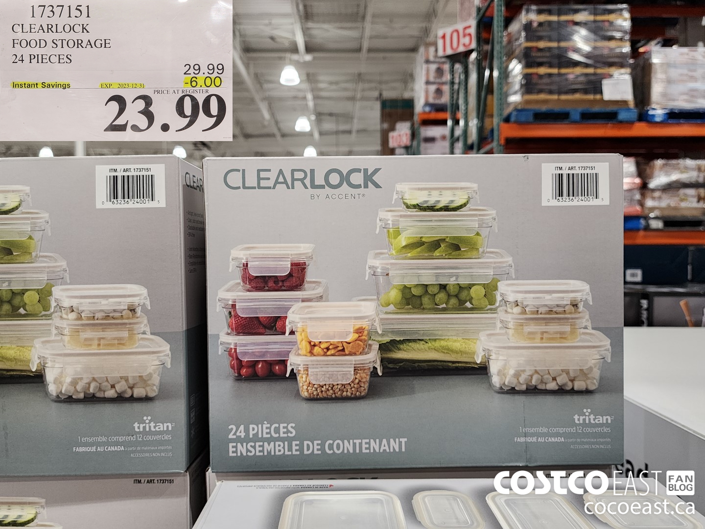 1737151 CLEARLOCK FOOD STORAGE 24 PIECES ($6.00 INSTANT SAVINGS EXPIRES ON 2023-12-31) $23.99