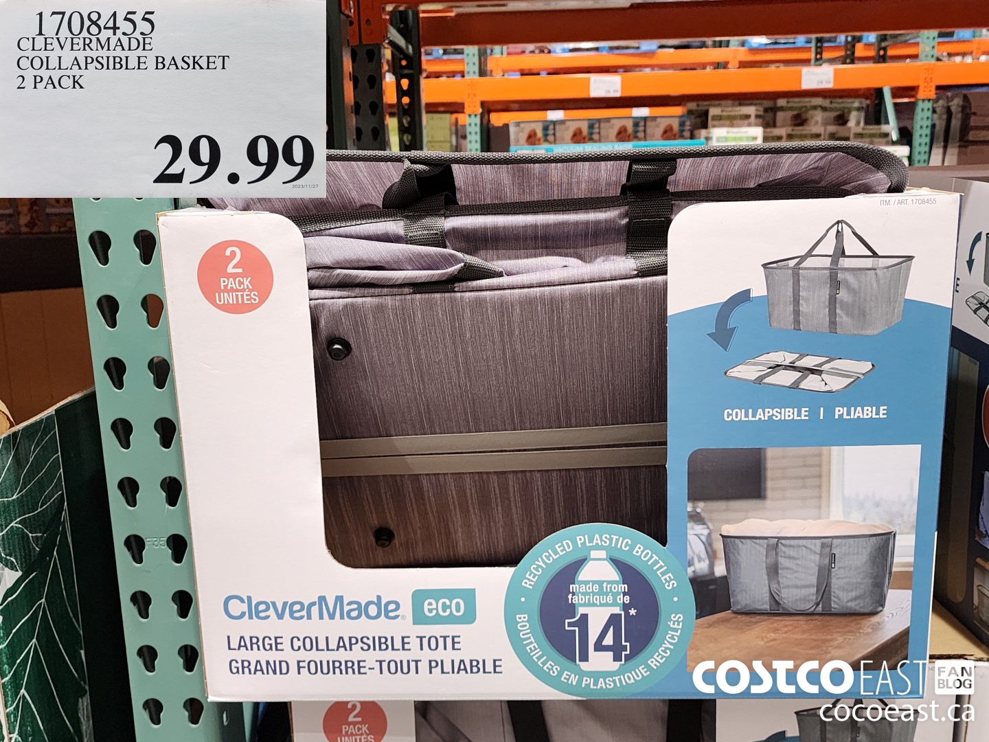 1708455 CLEVERMADE COLLAPSIBLE BASKET 2 PACK $29.99