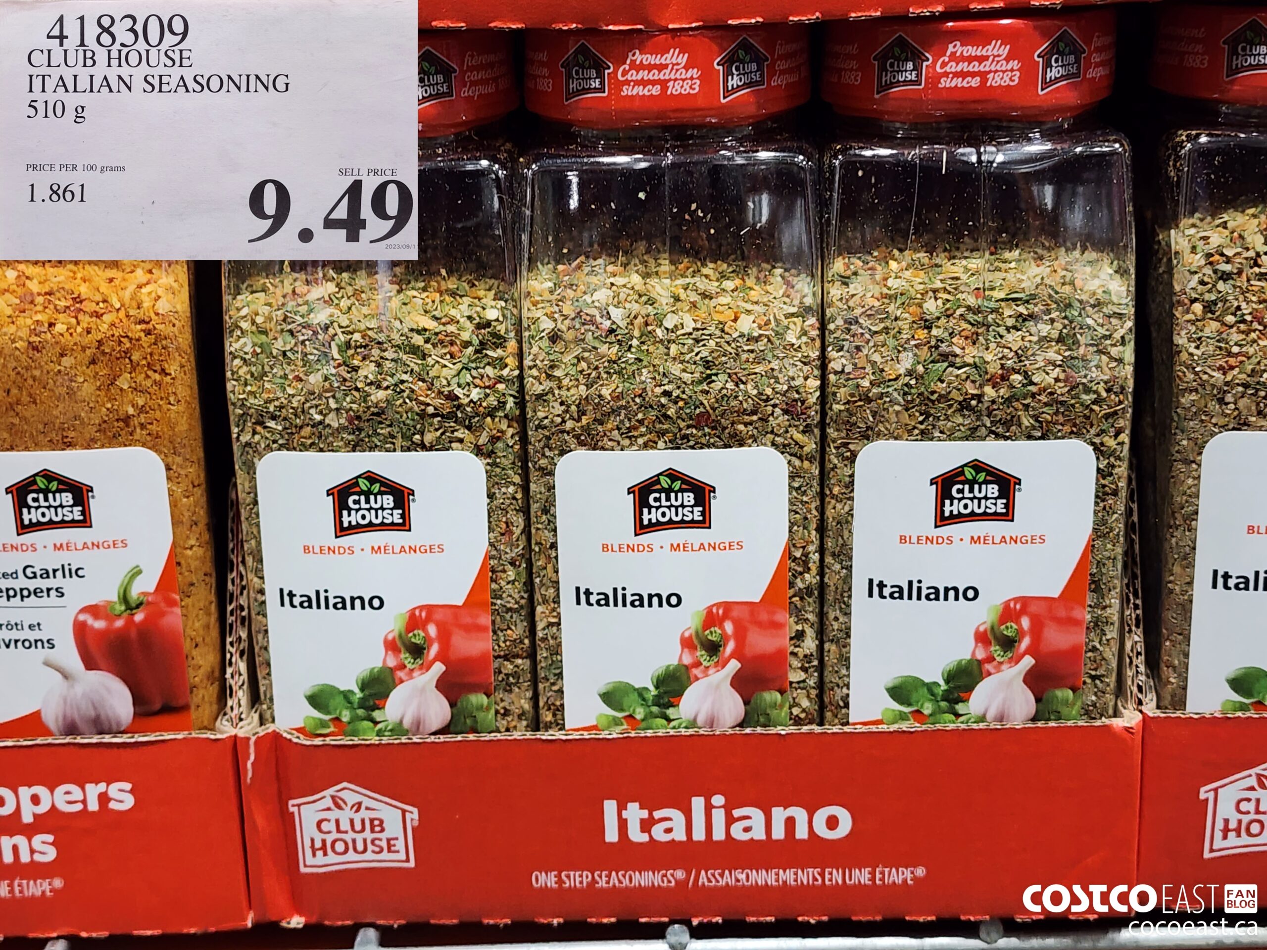 418309 CLUBHOUSE ITALIAN SEASONING 510 G $9.49
