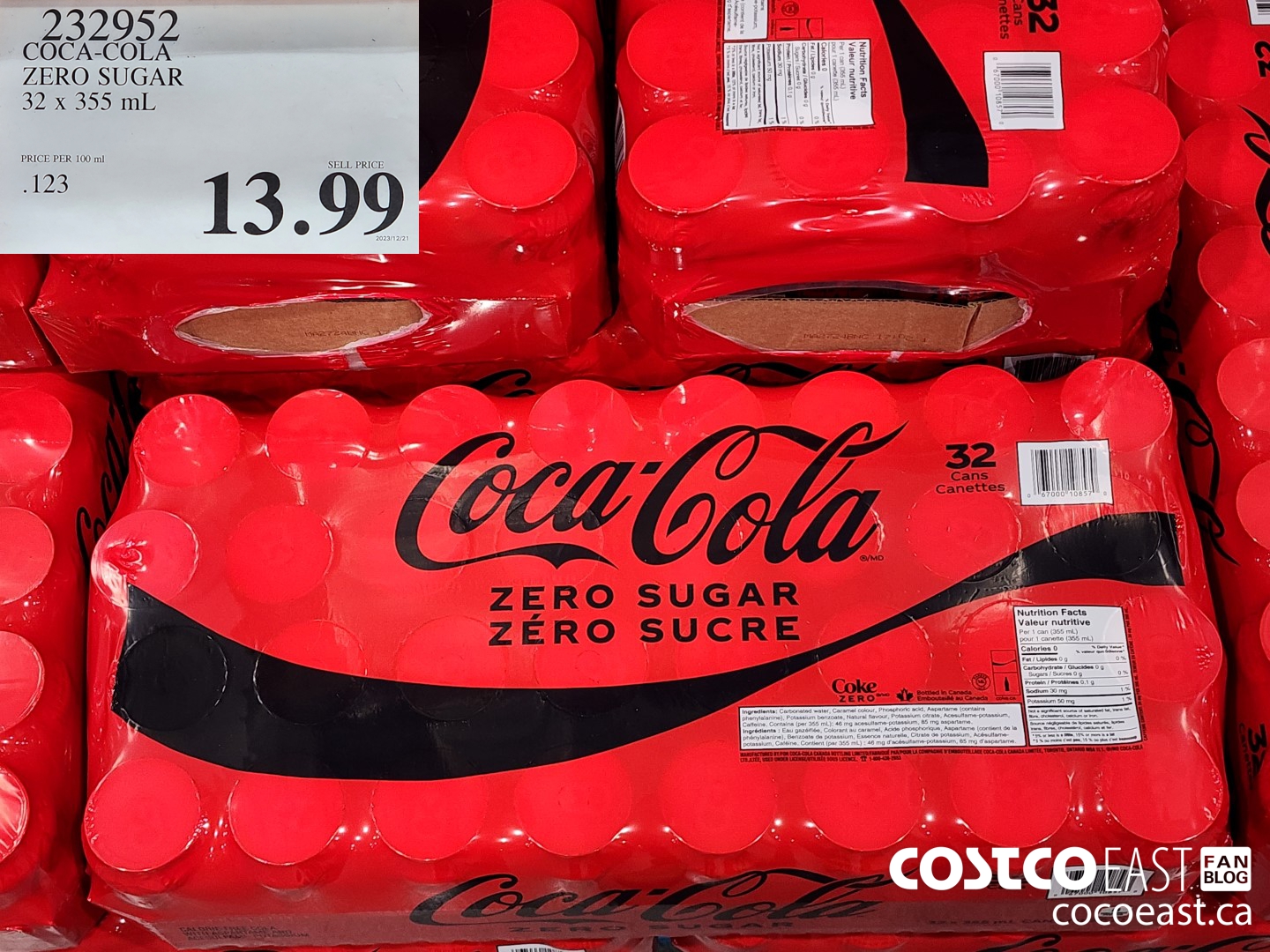232952 COKE ZERO 32 X 355 ML $13.99