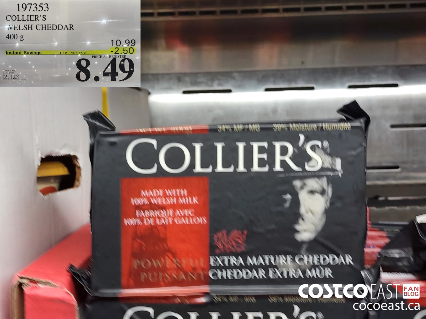 197353 COLLIER'S WELSH CHEDDAR 400G ($2.50 INSTANT SAVINGS EXPIRES ON 2023-12-31) $8.49