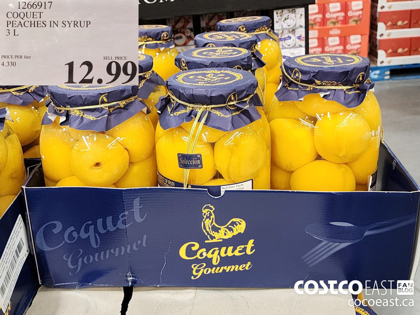 1266917 COQUET PEACHES IN SYRUP 3L $12.99