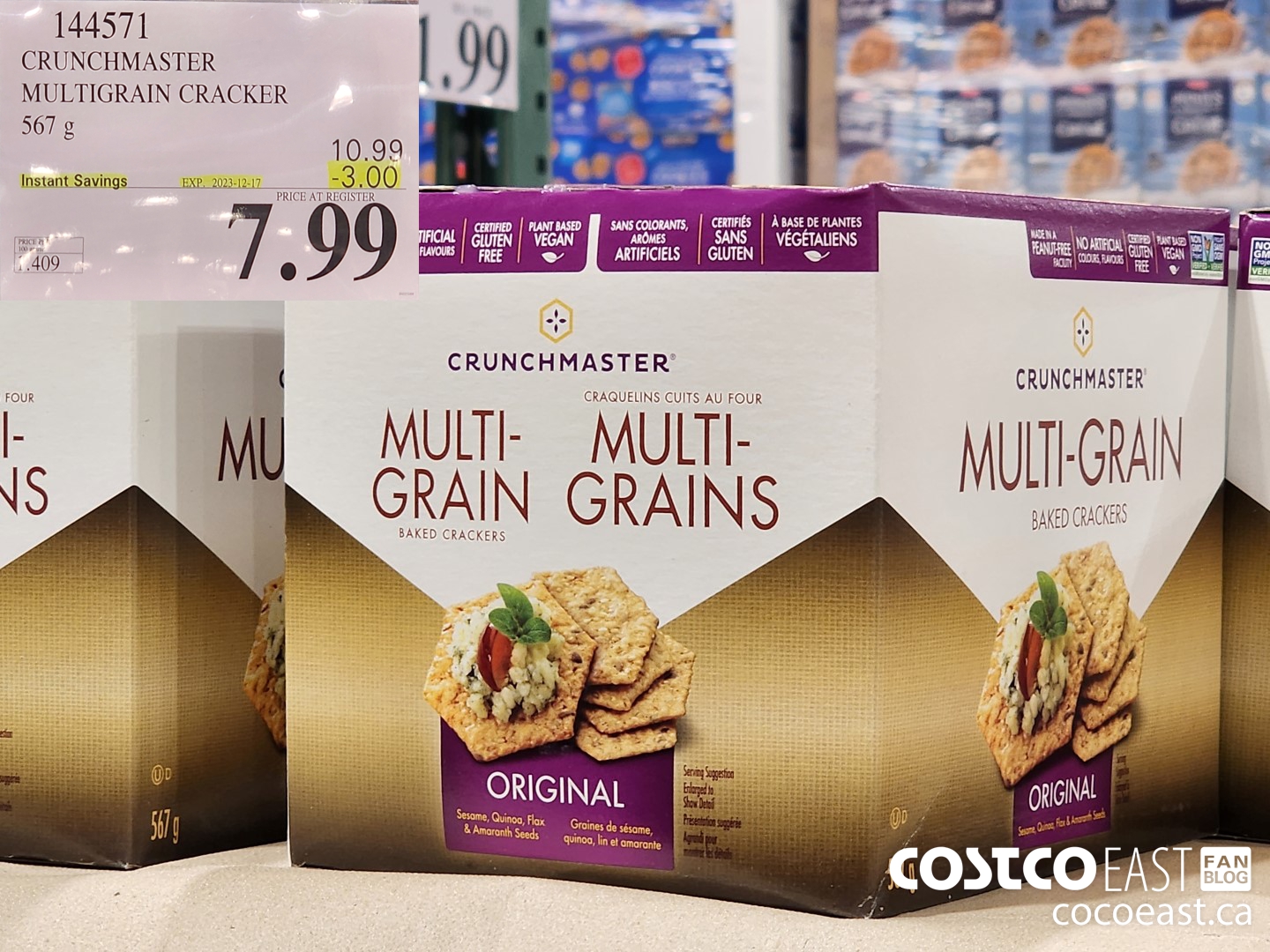 144571 CRUNCHMASTER MULTIGRAIN CRACKER 567 G ($3.00 INSTANT SAVINGS EXPIRES ON 2023-12-17) $7.99