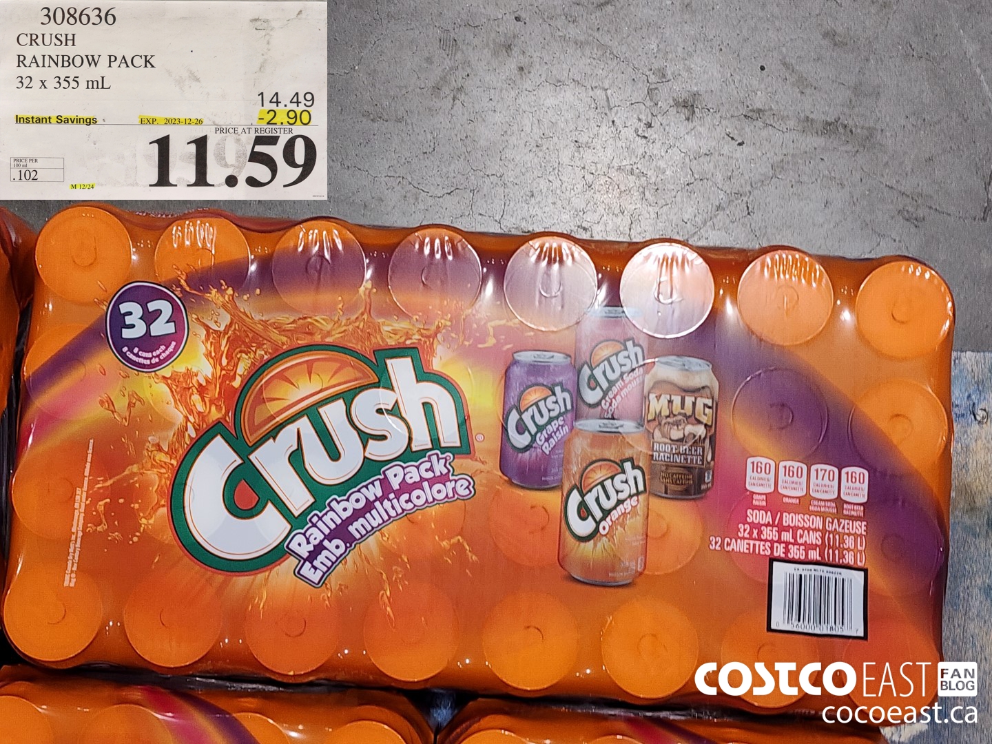 308636 CRUSH RAINBOW PACK 32 X 355 ML ($2.90 INSTANT SAVINGS EXPIRES ON 2023-12-26) $11.59