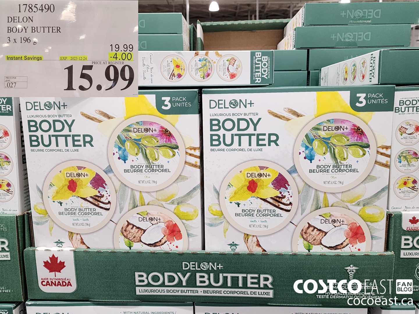 1785490 DELON BODY BUTTER 3 X 196 G ($4.00 INSTANT SAVINGS EXPIRES ON 2023-12-24) $15.99