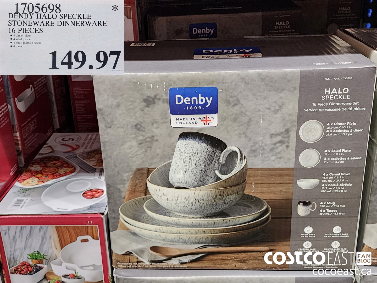 1705698 DENBY HALO SPECKLE STONEWARE DINNERWARE 16 PIECES $149.97