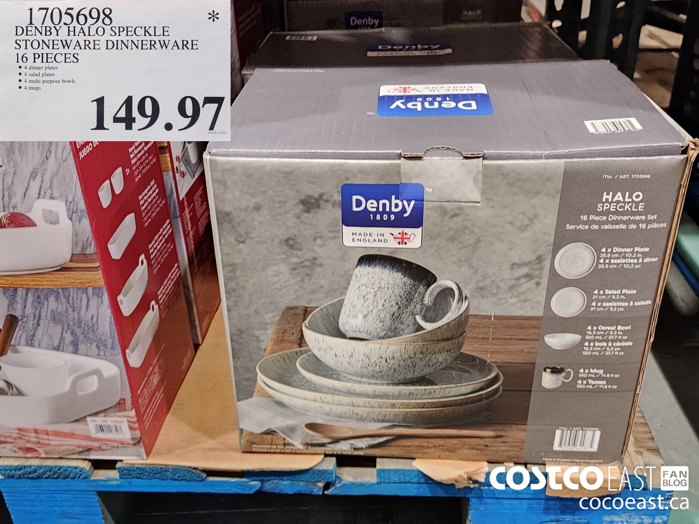 1705698 DENBY HALO SPECKLE STONEWARE DINNERWARE 16 PIECES $149.97