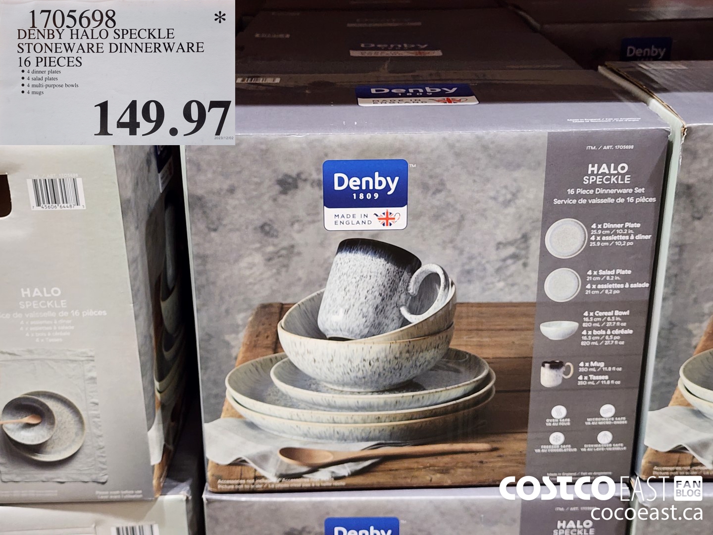 1705698 DENBY HALO SPECKLE STONEWARE DINNERWARE 16 PIECES $149.97