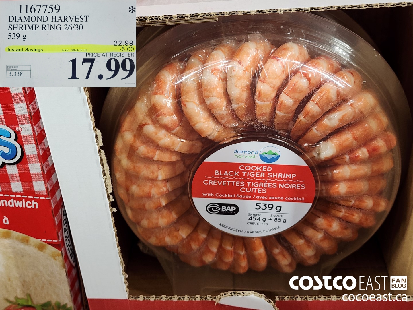1167759 DIAMOND HARVEST SHRIMP RING 26/30 539 G ($5.00 INSTANT SAVINGS EXPIRES ON 2023-12-31) $17.99