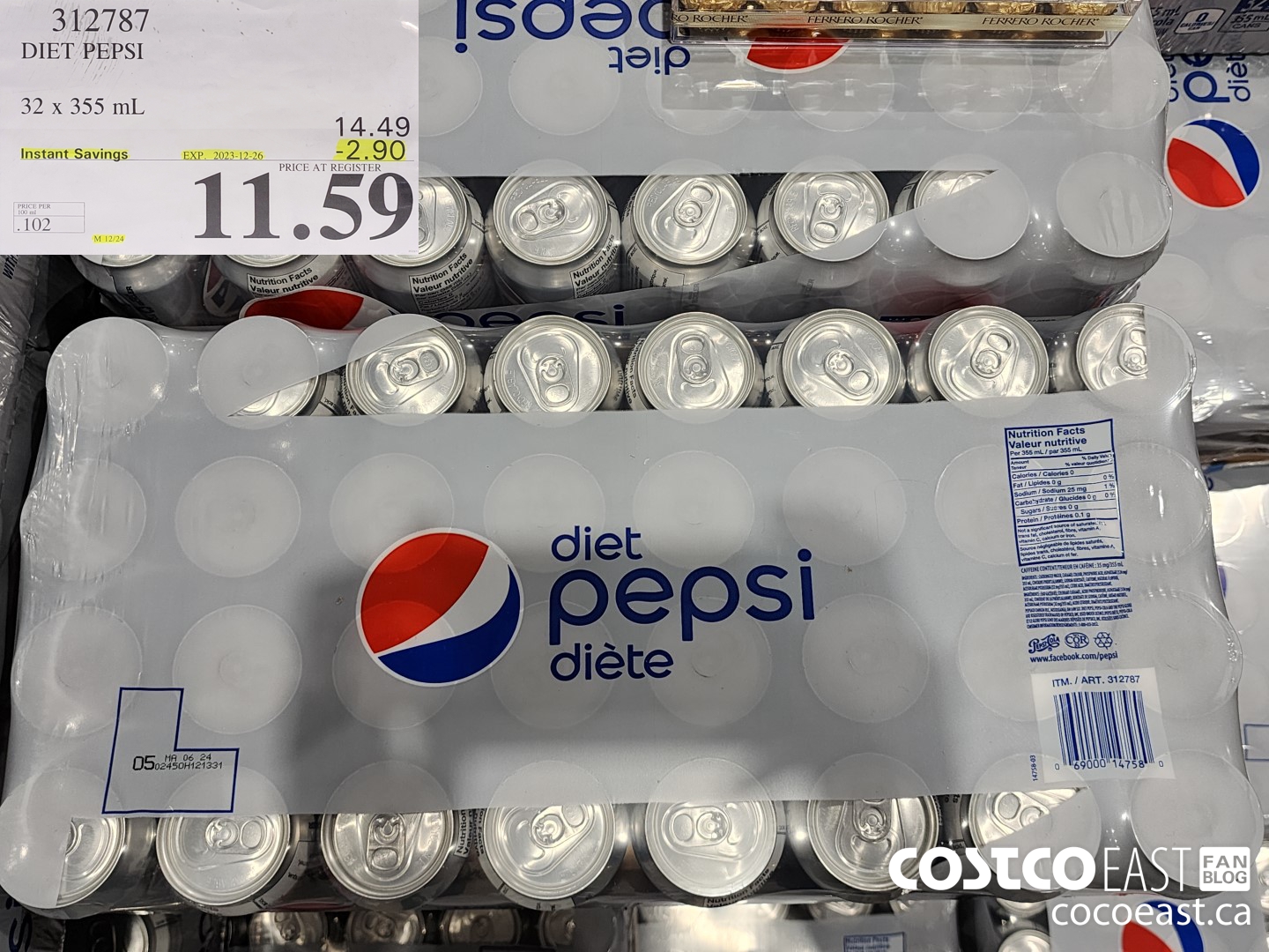 312787 DIET PEPSI 32 X 355 ($2.90 INSTANT SAVINGS EXPIRES ON 2023-12-26) $11.59
