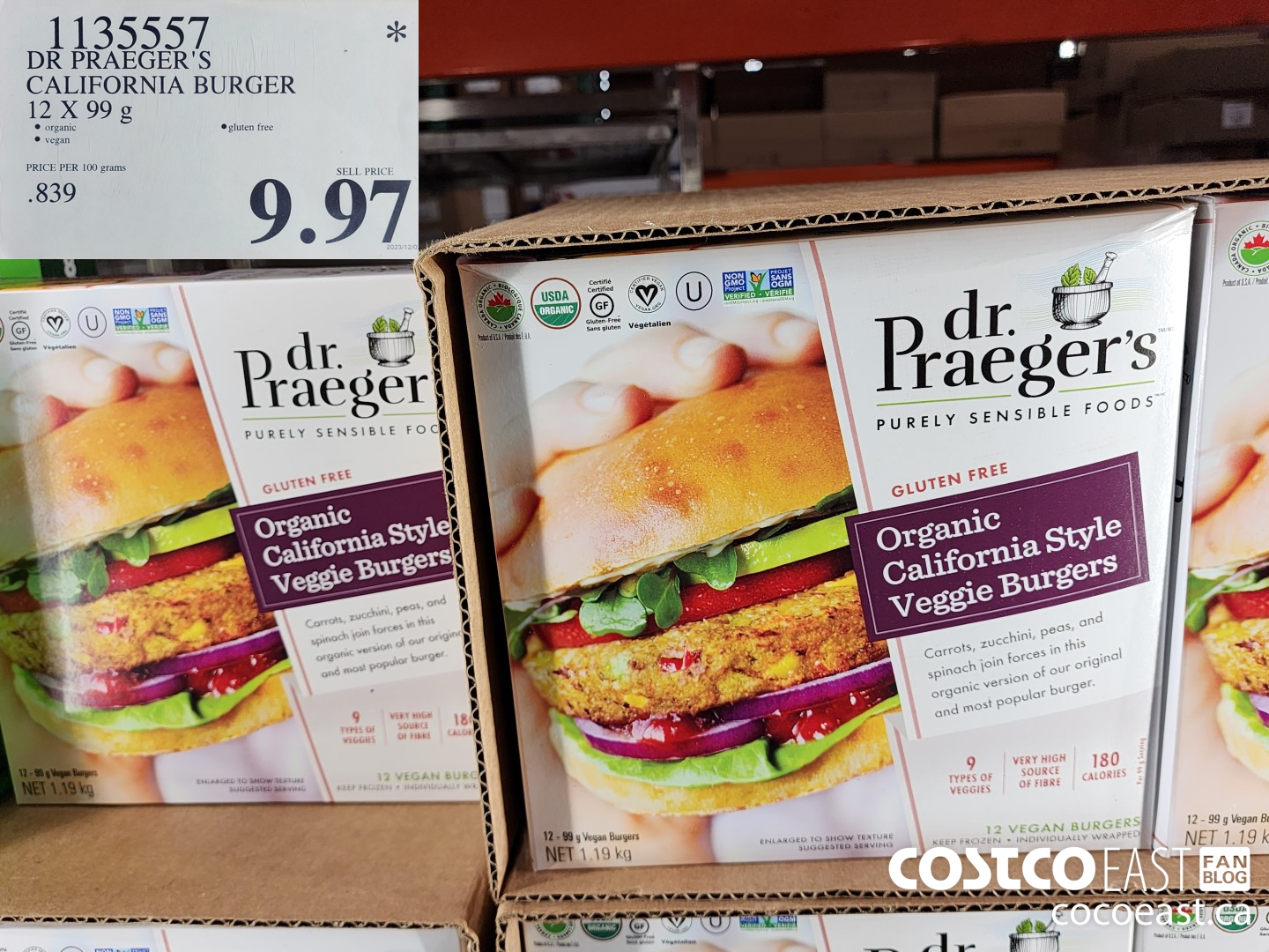 1135557 DR PRAEGER'S CALIFORNIA BURGER 12 X 99G $9.97