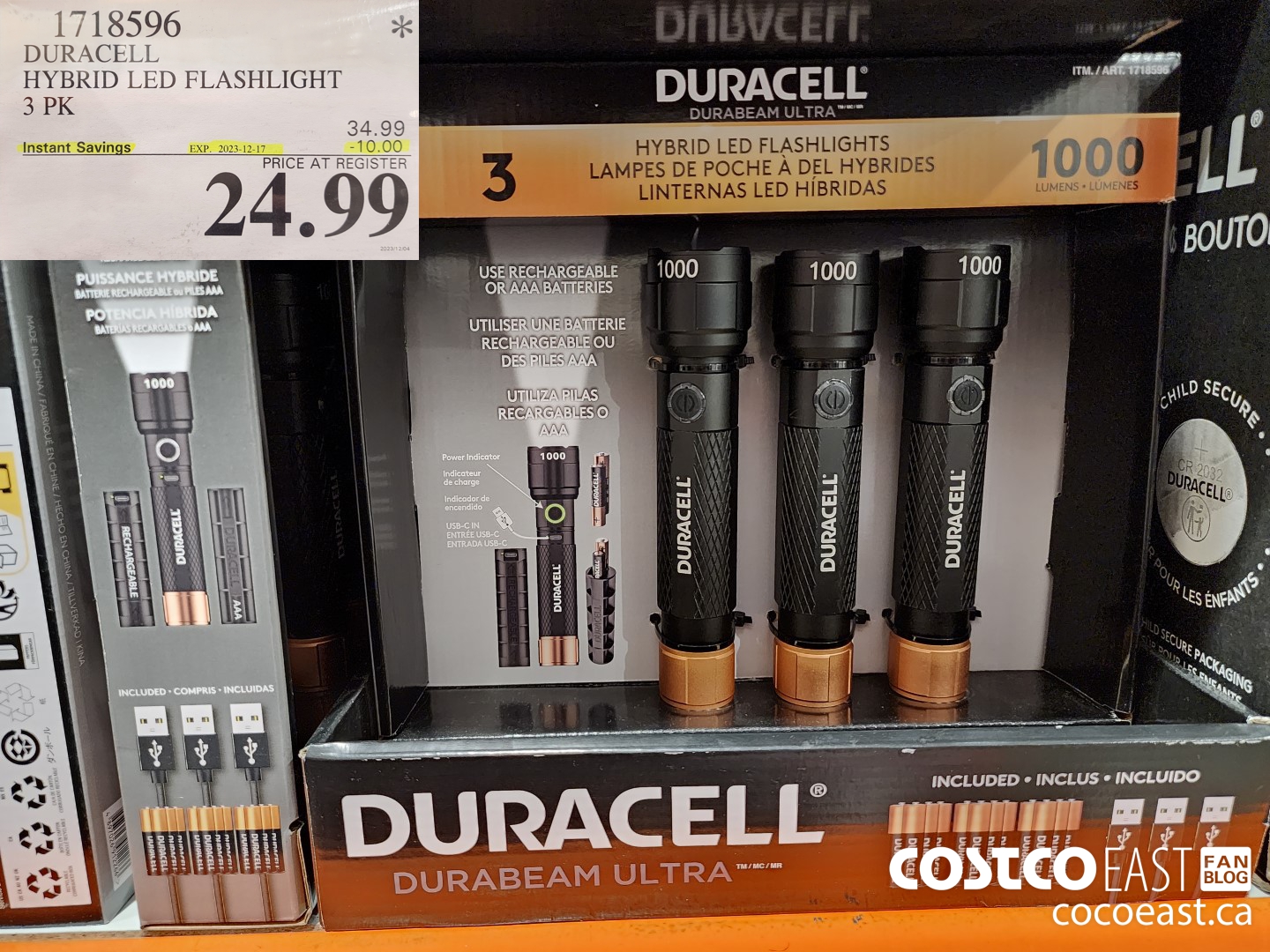 1718596 DURACELL HYBRID LED FLASHLIGHT 3 PK ($10.00 INSTANT SAVINGS EXPIRES ON 2023-12-17) $24.99