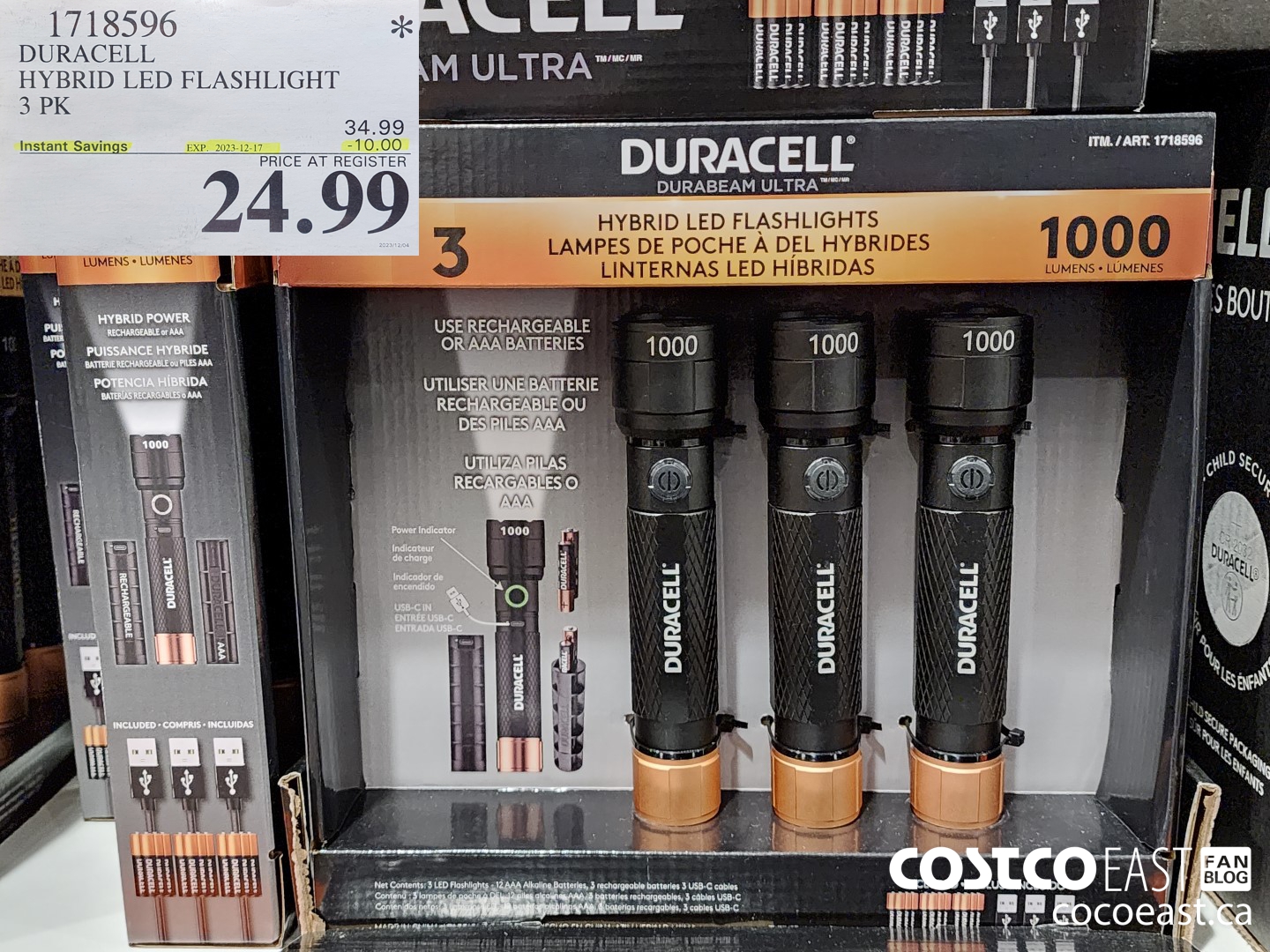 1718596 DURACELL HYBRID LED FLASHLIGHT 3 PK ($10.00 INSTANT SAVINGS EXPIRES ON 2023-12-17) $24.99