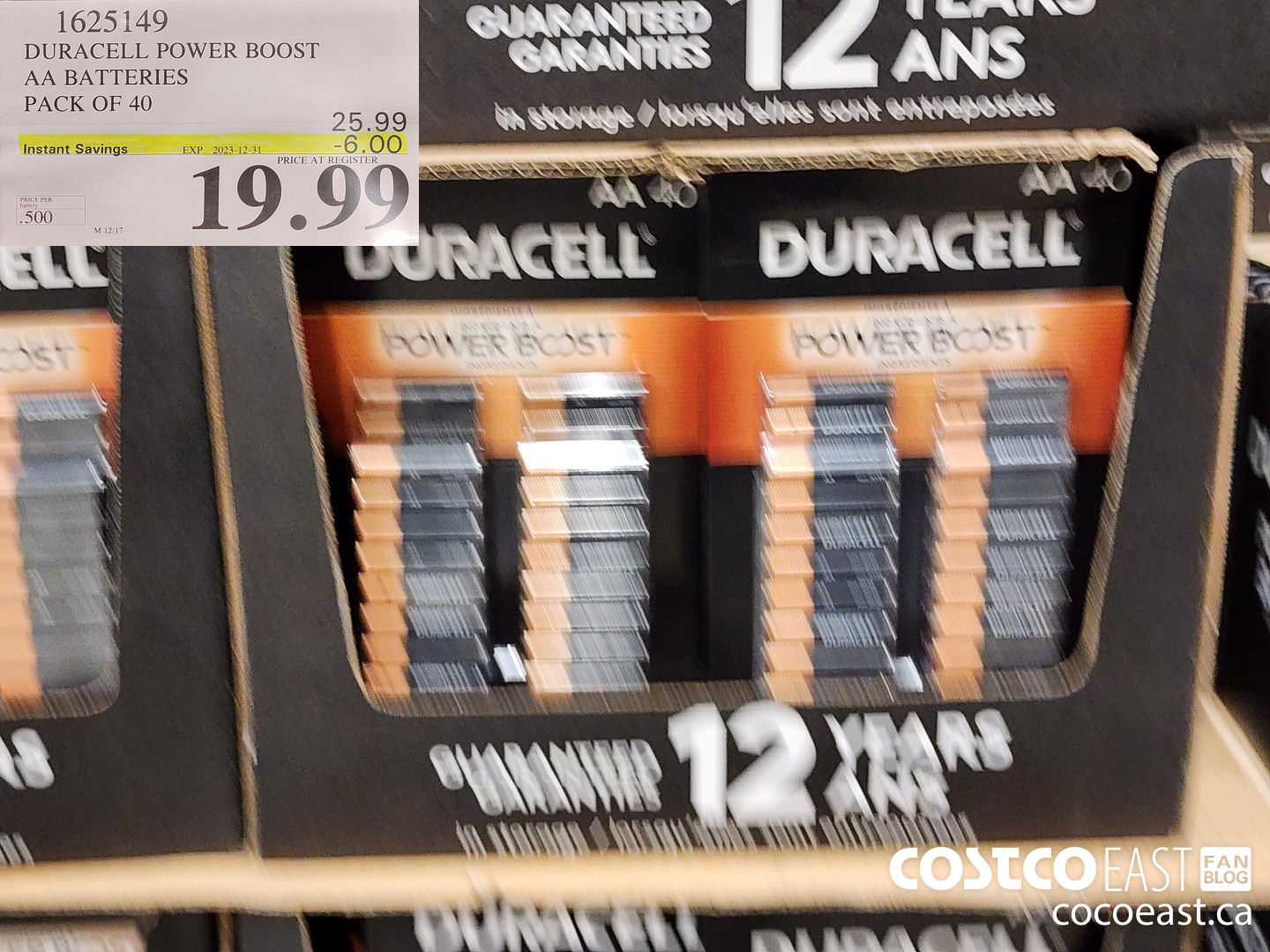 1625149 DURACELL POWER BOOST AA BATTERIES PACK OF 40 ($6.00 INSTANT SAVINGS EXPIRES ON 2023-12-31) $19.99