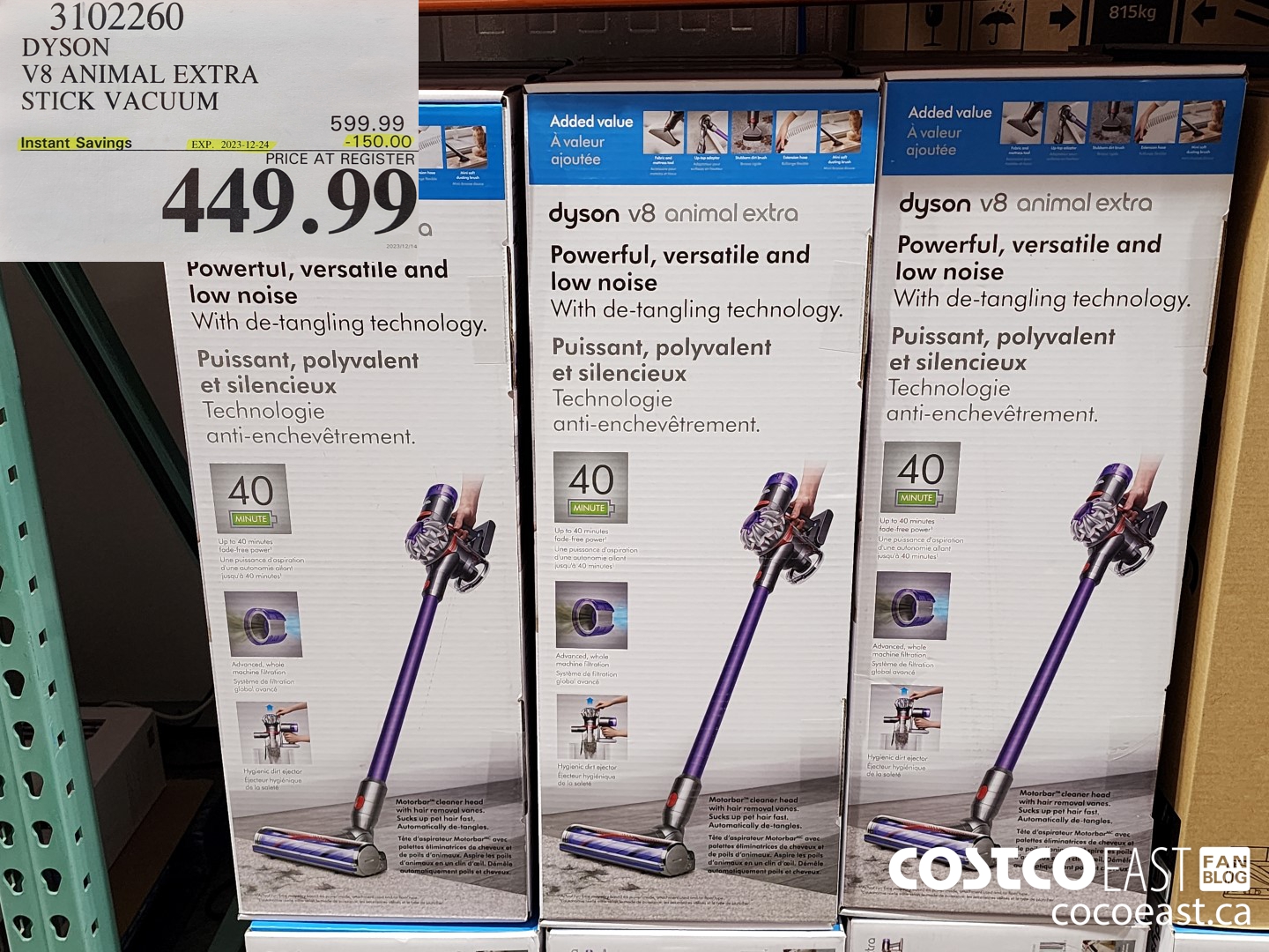 3102260 DYSON ~ V8 ANIMAL EXTRA STICK VACUUM ($150.00 INSTANT SAVINGS EXPIRES ON 2023-12-24) $449.99