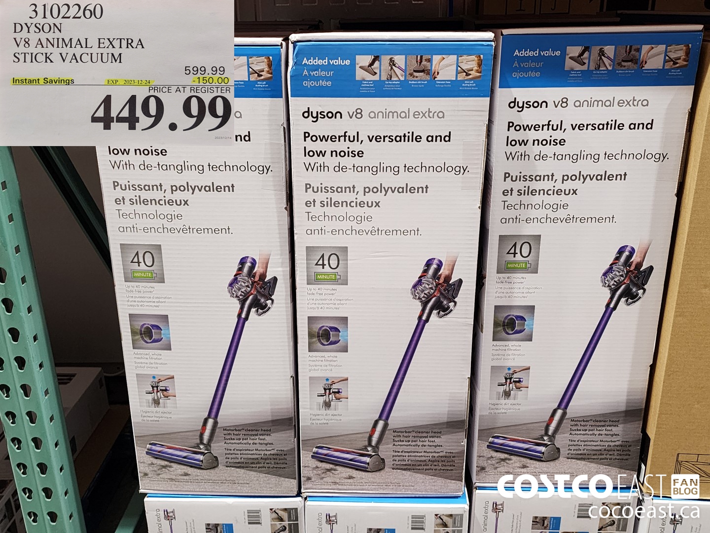 3102260 DYSON ~ V8 ANIMAL EXTRA STICK VACUUM ($150.00 INSTANT SAVINGS EXPIRES ON 2023-12-24) $449.99