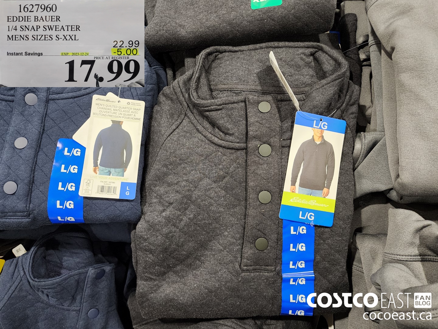 1627960 EDDIE BAUER 1/4 SNAP SWEATER MENS SIZES S-XXL ($5.00 INSTANT SAVINGS EXPIRES ON 2023-12-24) $17.99