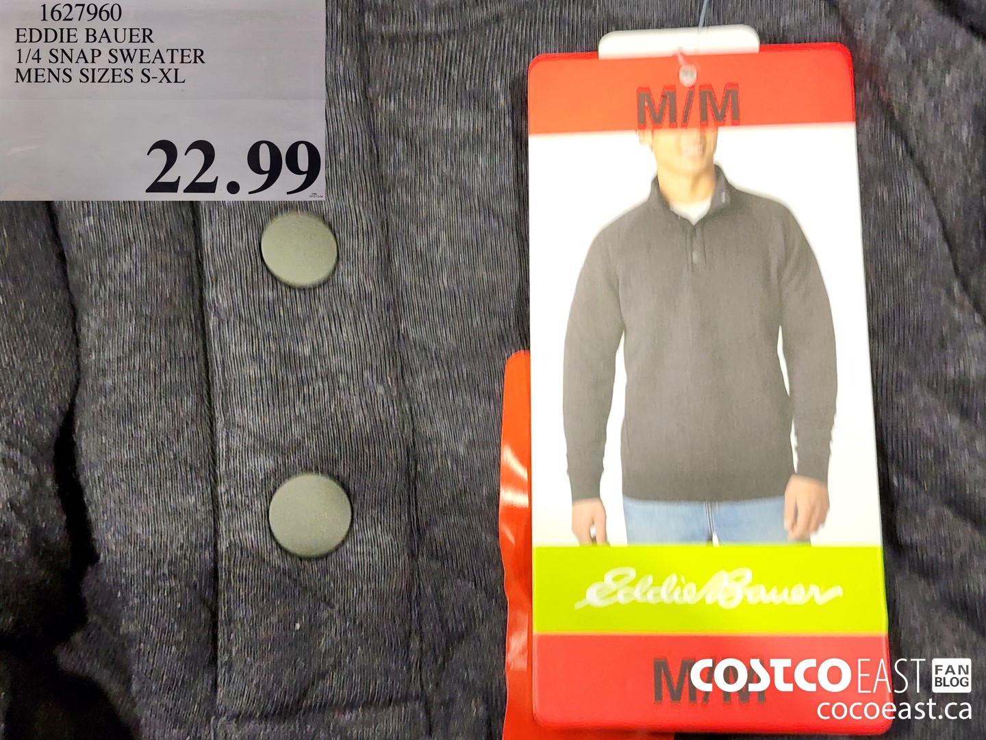 1627960 EDDIE BAUER 1/4 SNAP SWEATER MENS SIZES S-XXL $22.99