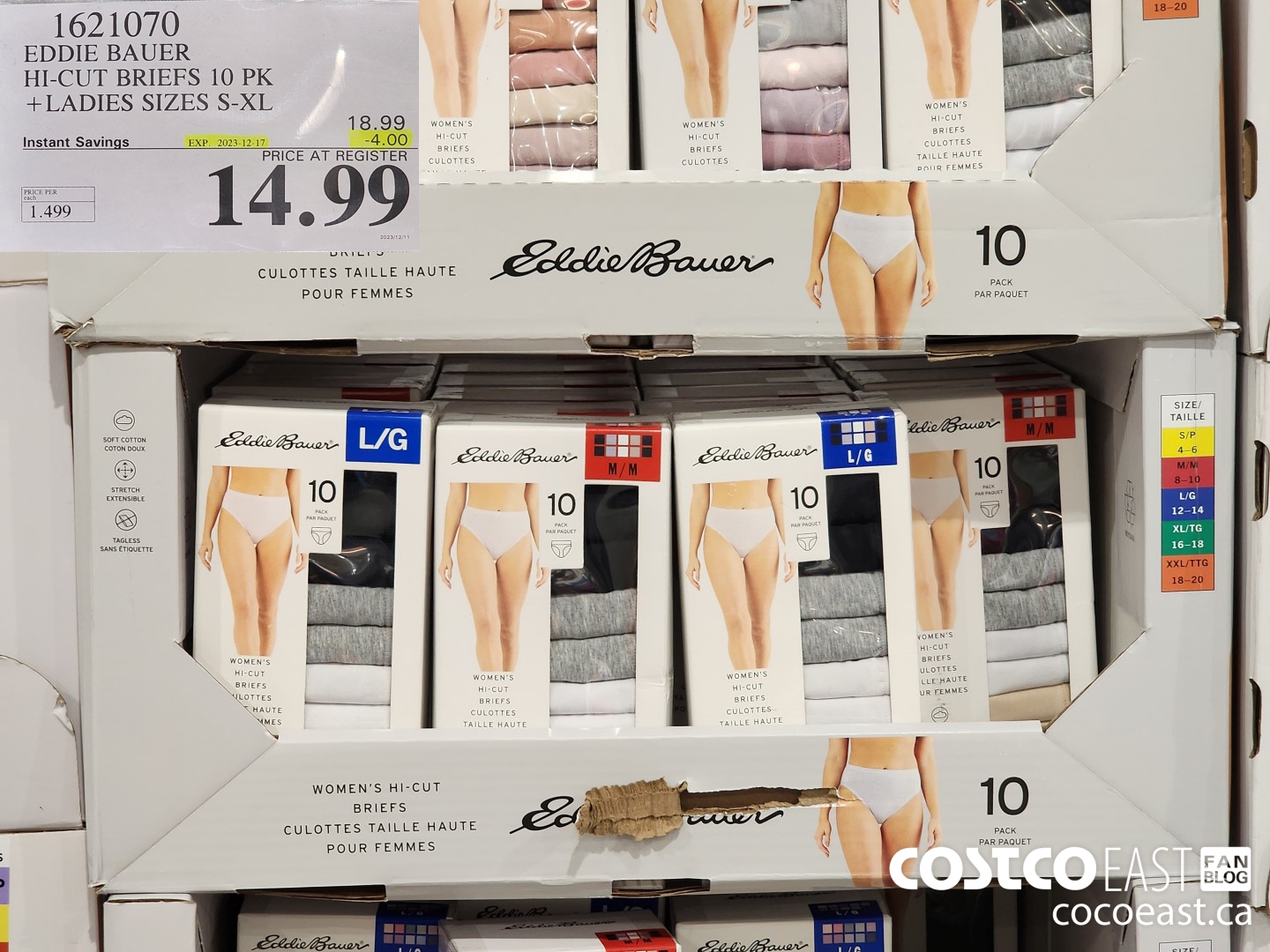 1621070 EDDIE BAUER HI-CUT BRIEF 10PK + LADIES SIZES S-XXL ($4.00 INSTANT SAVINGS EXPIRES ON 2023-12-17) $14.99