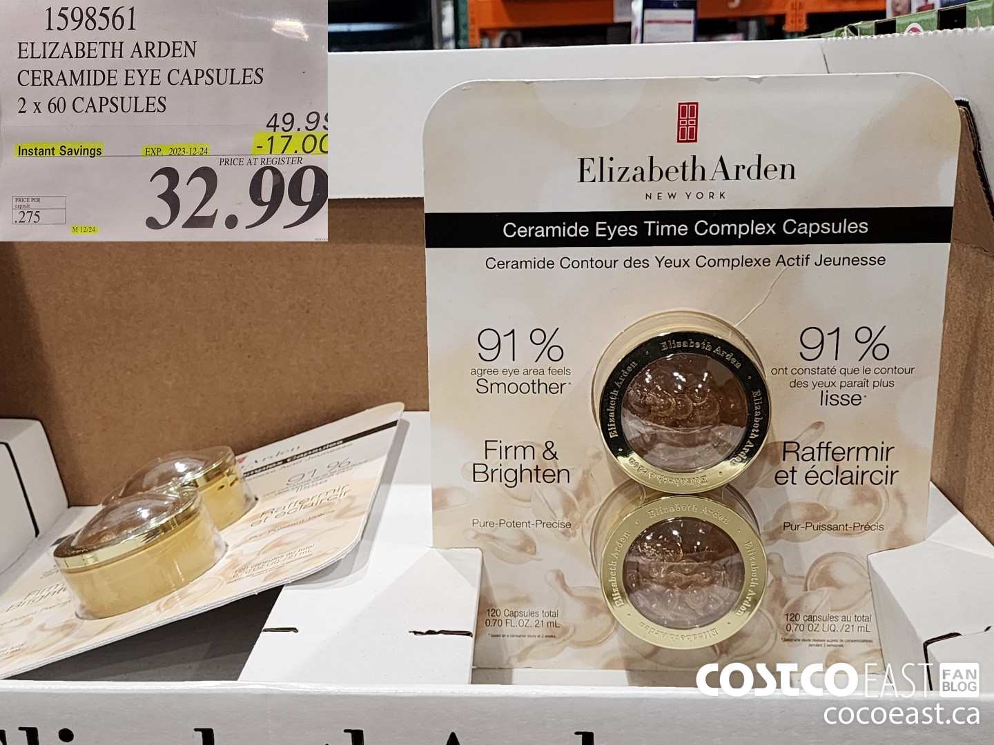 1598561 ELIZABETH ARDEN CERAMIDE EYE CAPSULES 2 x 60 CAPSULES ($17.00 INSTANT SAVINGS EXPIRES ON 2023-12-24) $32.99