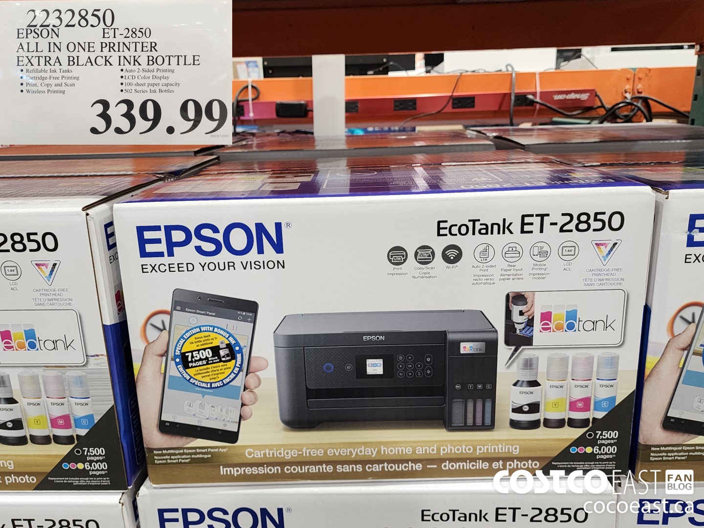 2232850 EPSON ET-2850 ALL IN ONE PRINTER EXTRA BLACK INK BOTTLE $339.99