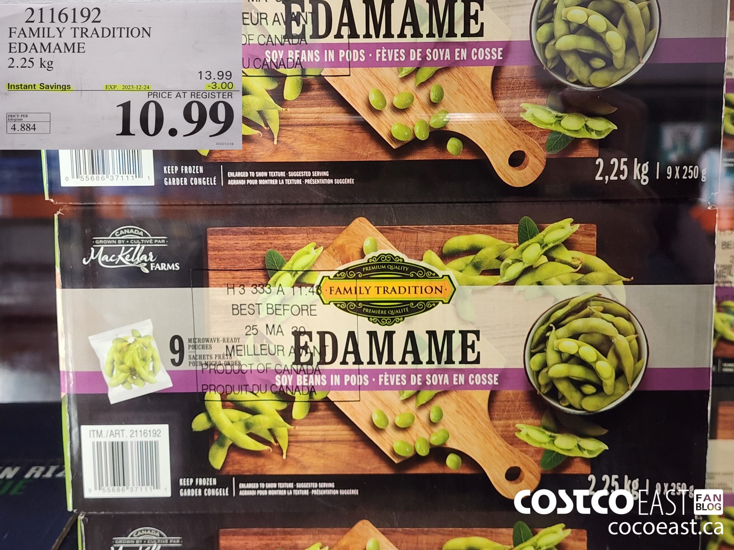 2116192 FAMILY TRADITION EDAMAME 2.25 KG ($3.00 INSTANT SAVINGS EXPIRES ON 2023-12-24) $10.99
