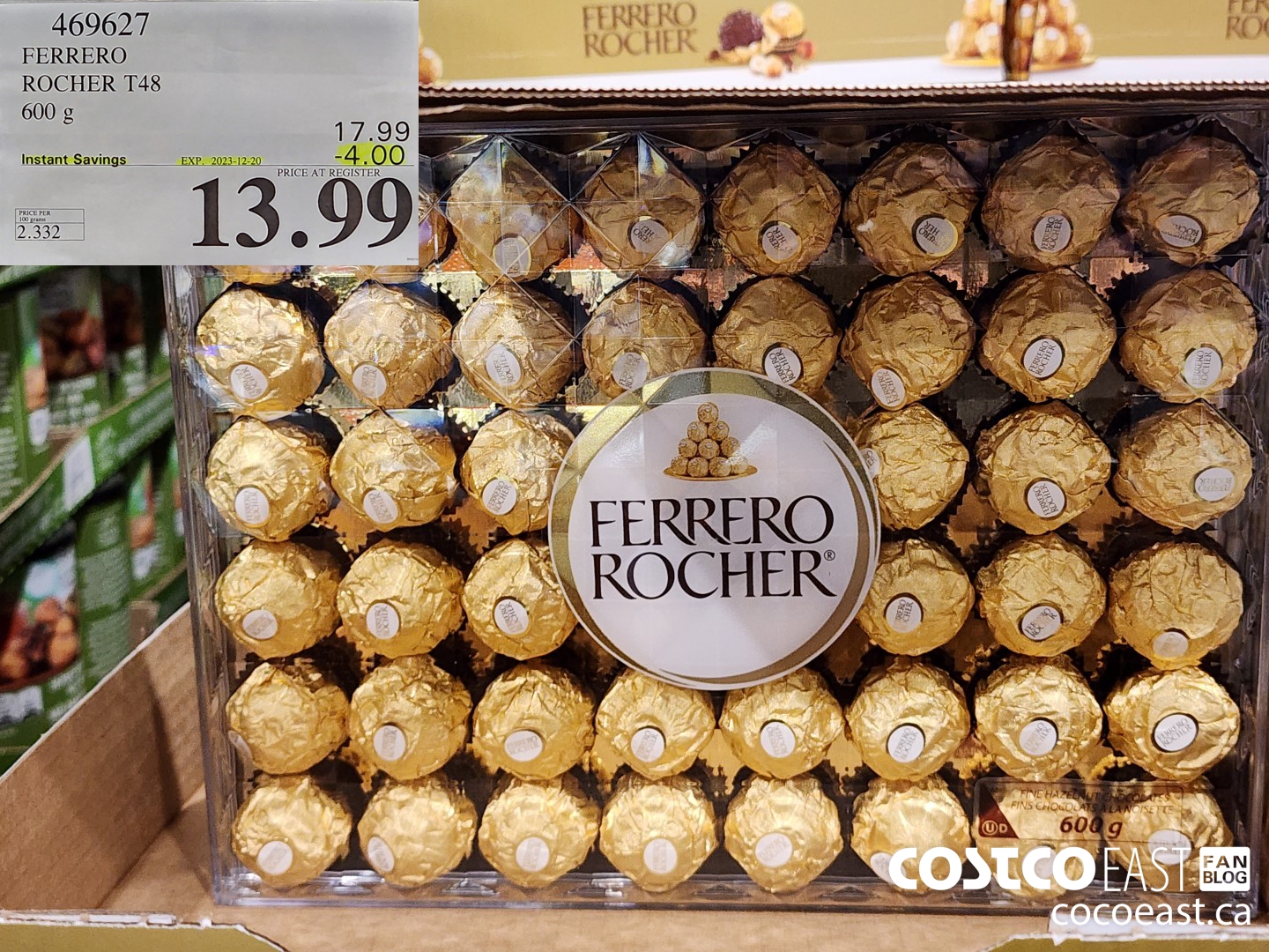 469627 FERRERO ROCHER T48 600 G ($4.00 INSTANT SAVINGS EXPIRES ON 2023-12-20) $13.99