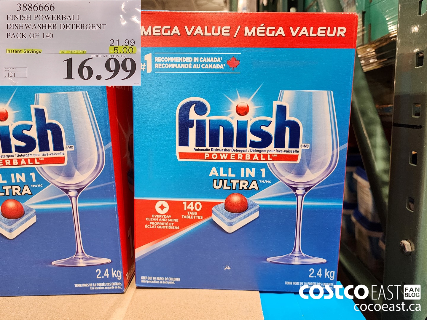 3886666 FINISH POWERBALL DISHWASHER DETERGENT PACK OF 140 ($5.00 INSTANT SAVINGS EXPIRES ON 2023-12-17) $16.99