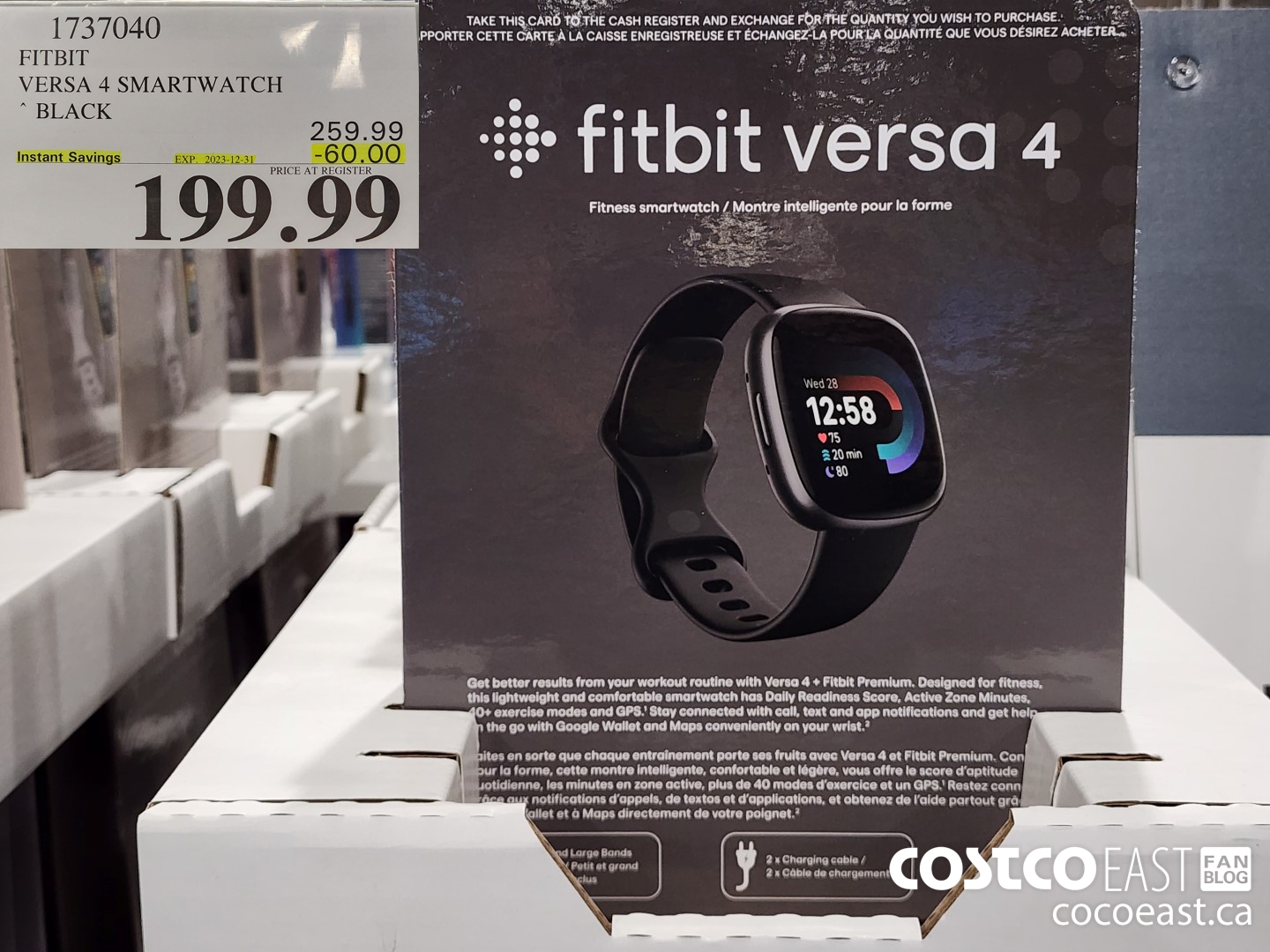 1737040 FITBIT VERSA 4 SMARTWATCH BLACK ($60.00 INSTANT SAVINGS EXPIRES ON 2023-12-31) $199.99