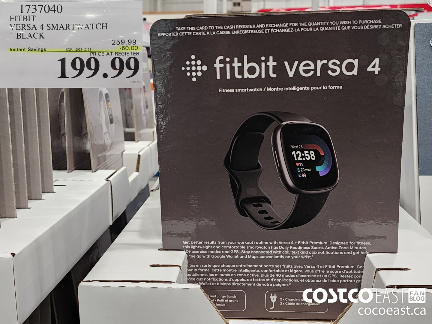 1737040 FITBIT VERSA 4 SMARTWATCH BLACK ($60.00 INSTANT SAVINGS EXPIRES ON 2023-12-31) $199.99