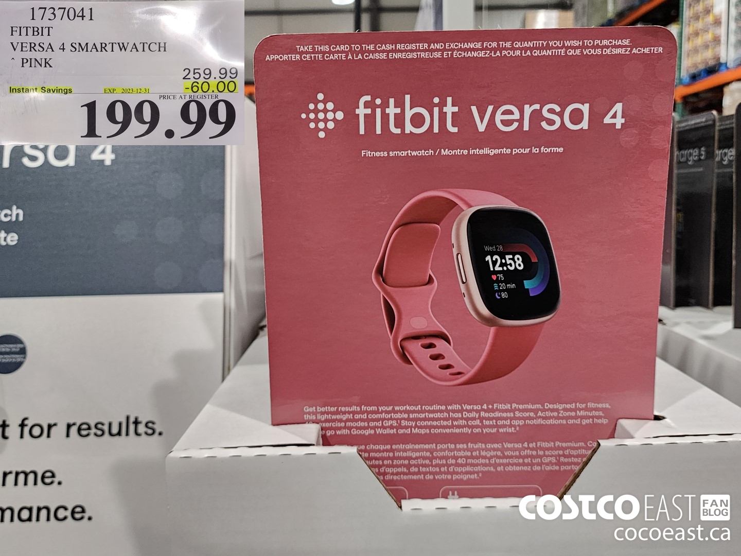 1737041 FITBIT VERSA 4 SMARTWATCH PINK ($60.00 INSTANT SAVINGS EXPIRES ON 2023-12-31) $199.99