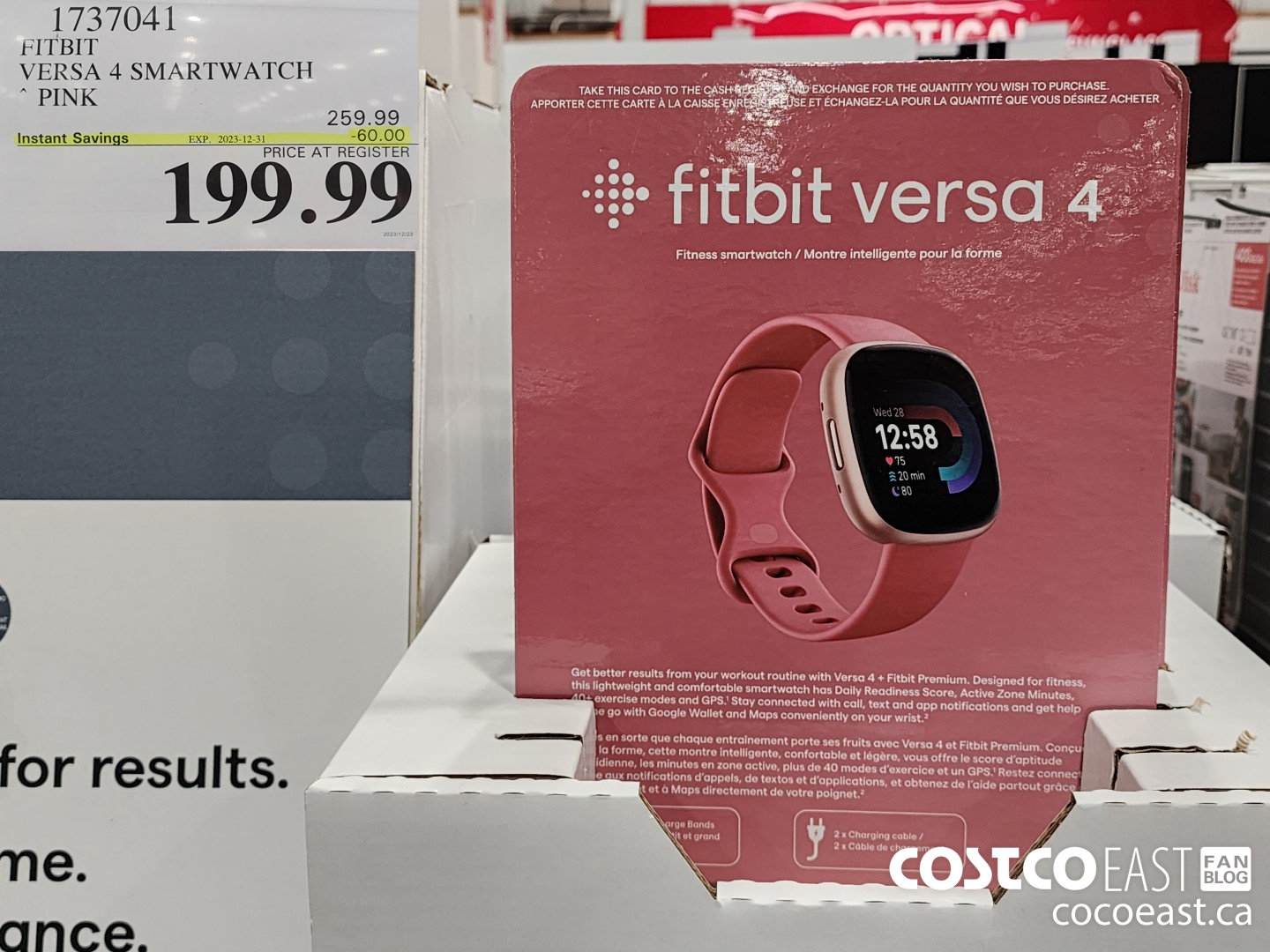 1737041 FITBIT VERSA 4 SMARTWATCH PINK ($60.00 INSTANT SAVINGS EXPIRES ON 2023-12-31) $199.99