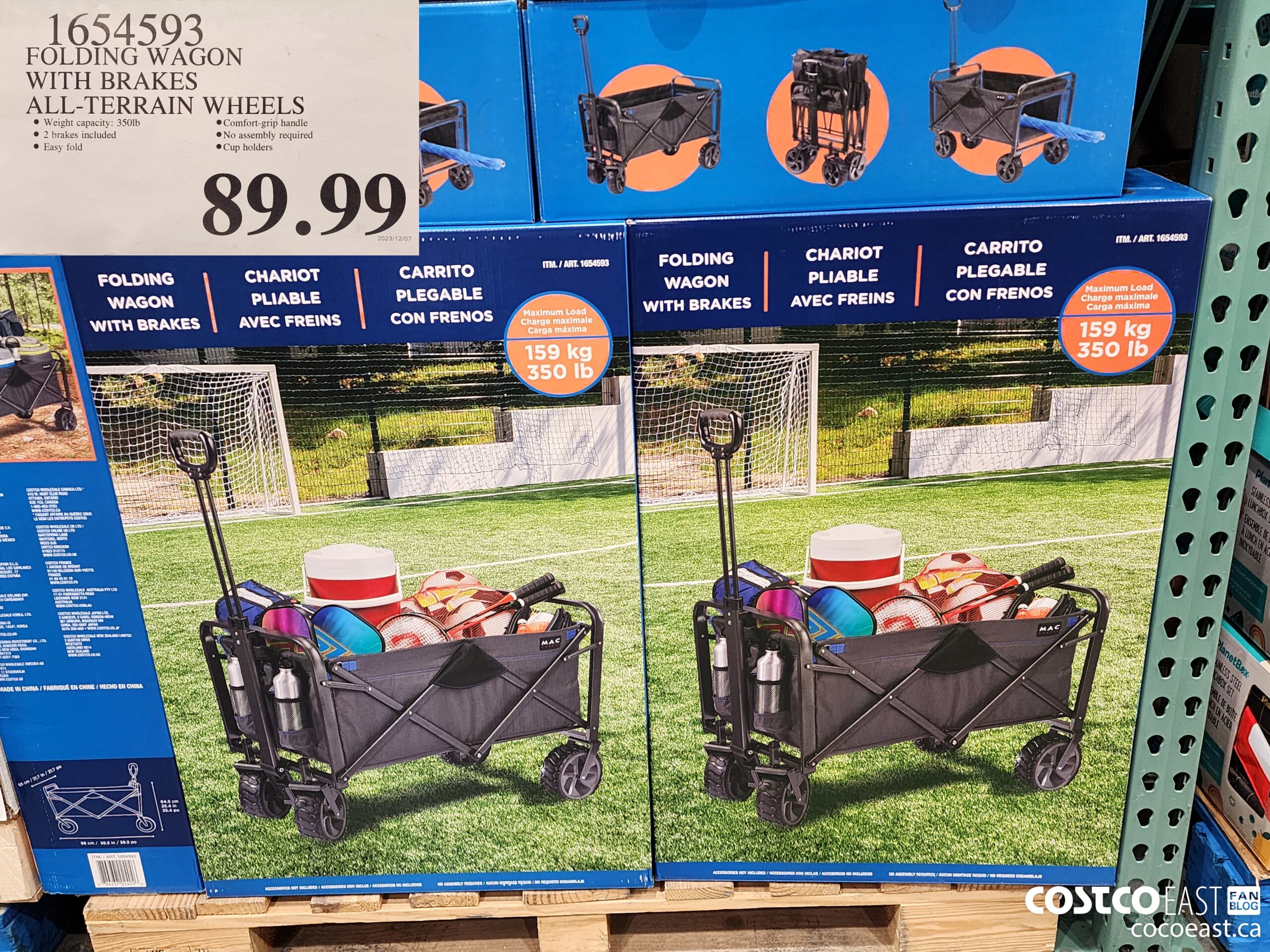 1654593 FOLDING WAGON WITH BRAKES ALL- TERRAIN WHEELS $89.99