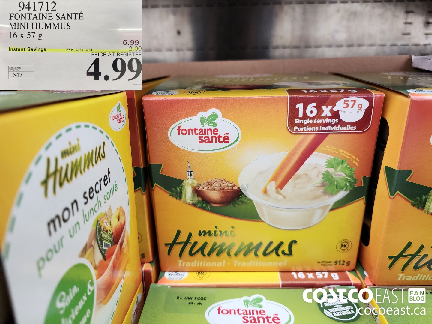 941712 FONTAINE SANTE MINI HUMMUS 16 X 57 G ($2.00 INSTANT SAVINGS EXPIRES ON 2023-12-31) $4.99