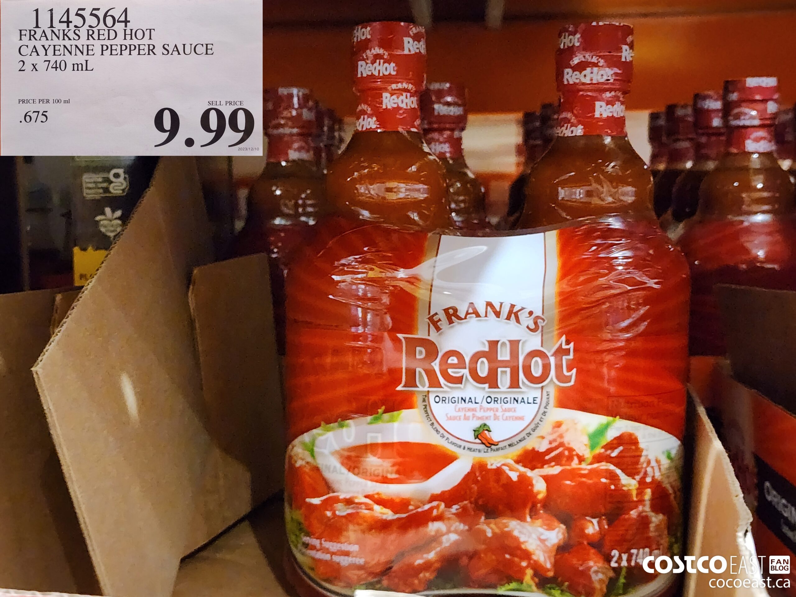 1145564 FRANKS RED HOT CAYENNE PEPPER SAUCE 2 X 740 ML $9.99