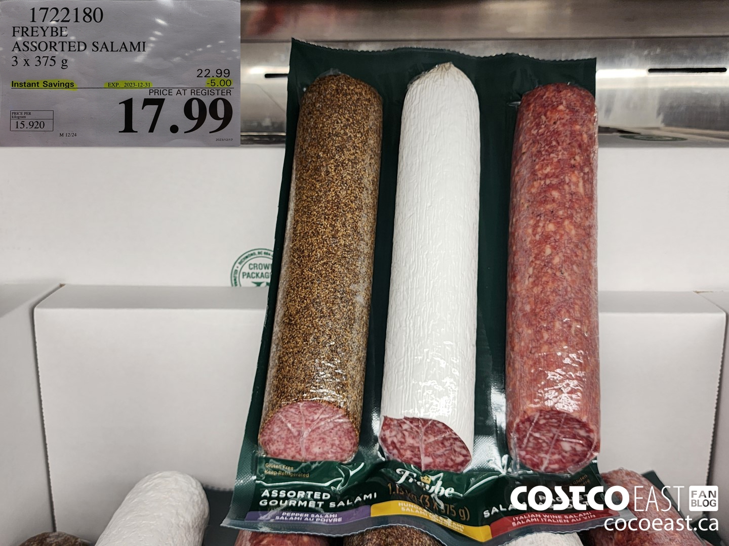 1722180 FREYBE ASSORTED SALAMI 3x375 g ($5.00 INSTANT SAVINGS EXPIRES ON 2023-12-31) $17.99