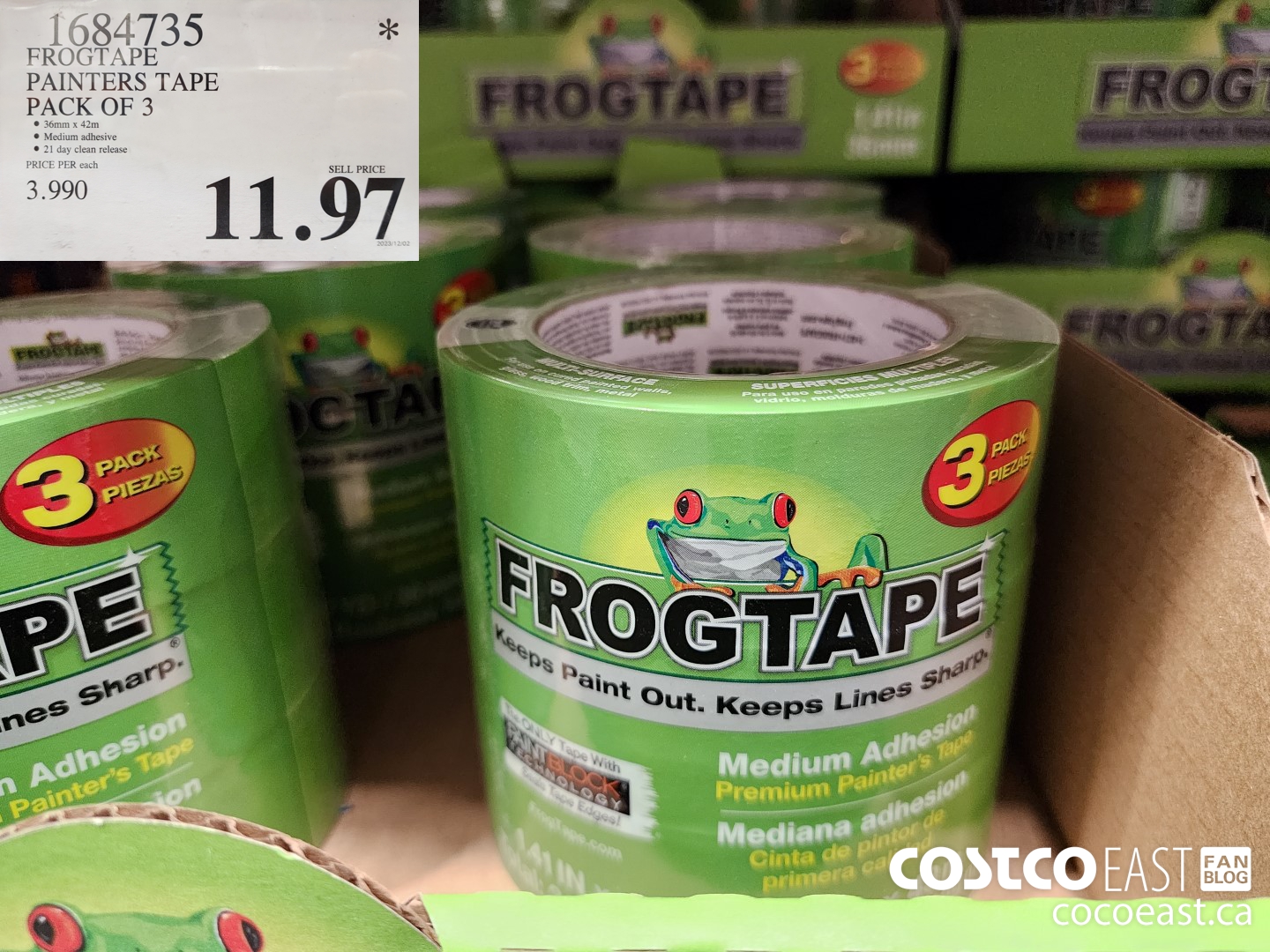 1684735 FROGTAPE PAINTERS TAPE PACK OF 3 $11.97