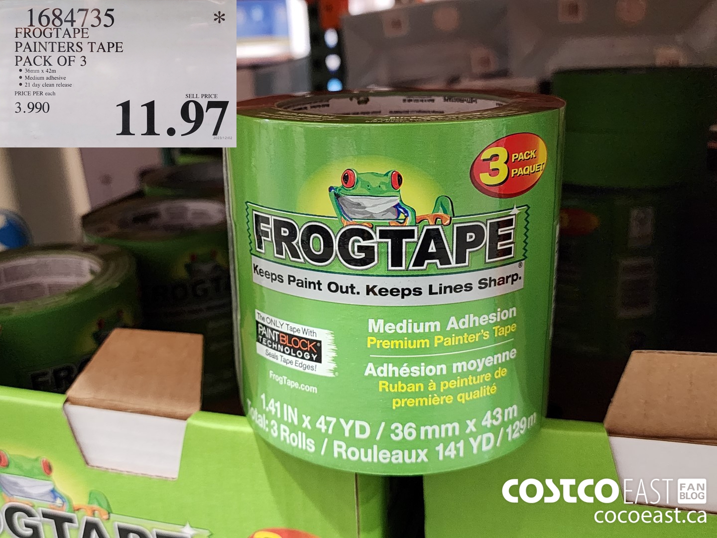 1684735 FROGTAPE PAINTERS TAPE PACK OF 3 $11.97