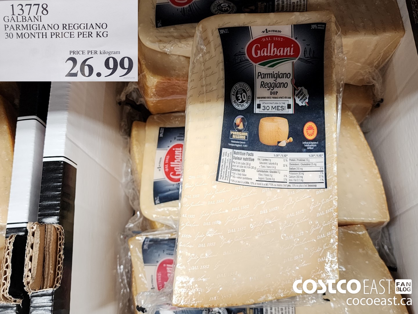 13778 GALBANI PARMIGIANO REGGIANO 30 MONTH PRICE PER KG $26.99