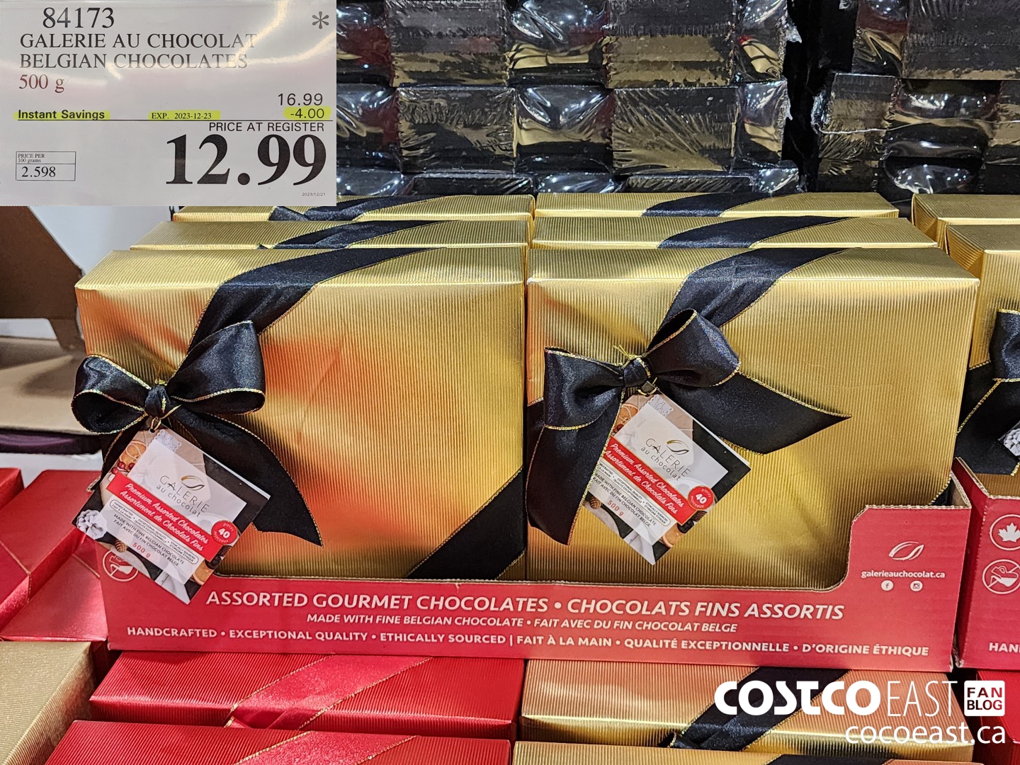 84173 GALERIE AU CHOCOLAT BELGIAN CHOCOLATES 500 G ($4.00 INSTANT SAVINGS EXPIRES ON 2023-12-23) $12.99